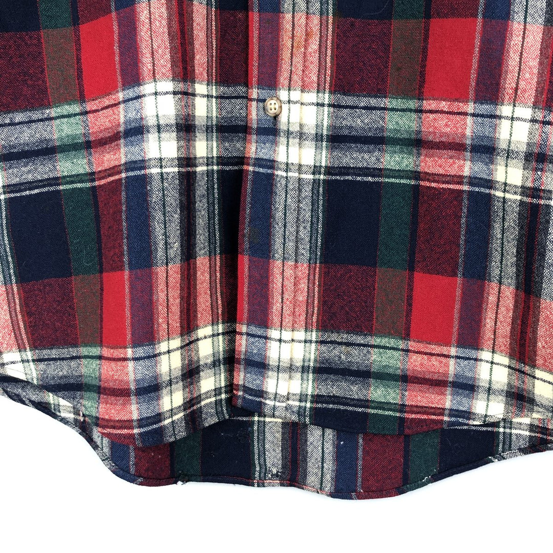 2000'S Pendleton Check Pattern Button-Down Wool Shirt, Made in USA, Men's Size Medium wool red type Vintage Second Hand