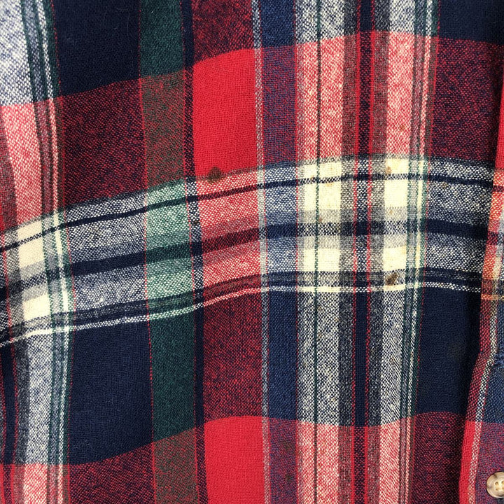 2000'S Pendleton Check Pattern Button-Down Wool Shirt, Made in USA, Men's Size Medium wool red type Vintage Second Hand