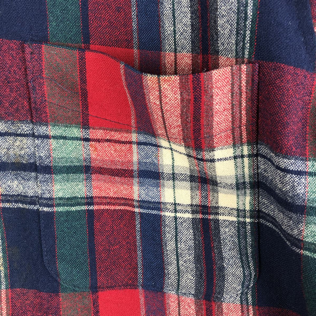 2000'S Pendleton Check Pattern Button-Down Wool Shirt, Made in USA, Men's Size Medium wool red type Vintage Second Hand