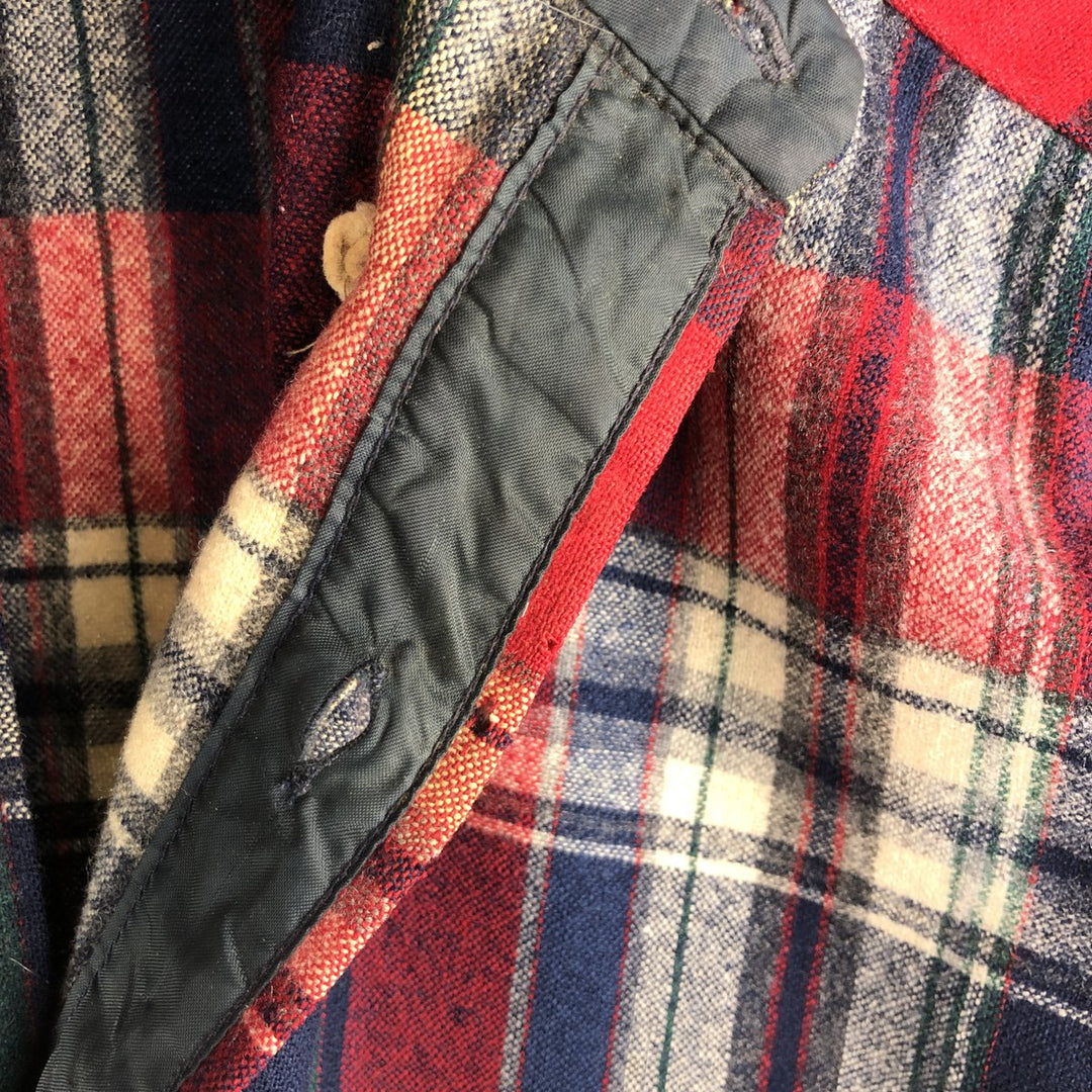 2000'S Pendleton Check Pattern Button-Down Wool Shirt, Made in USA, Men's Size Medium wool red type Vintage Second Hand