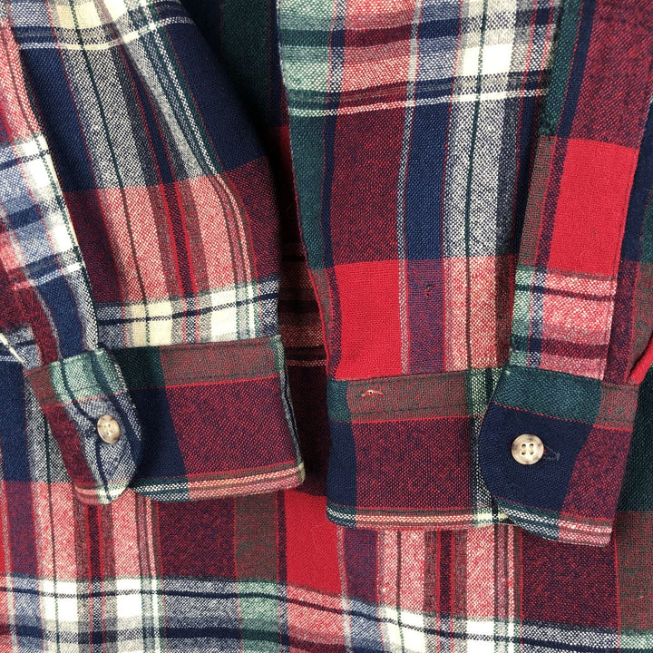 2000'S Pendleton Check Pattern Button-Down Wool Shirt, Made in USA, Men's Size Medium wool red type Vintage Second Hand