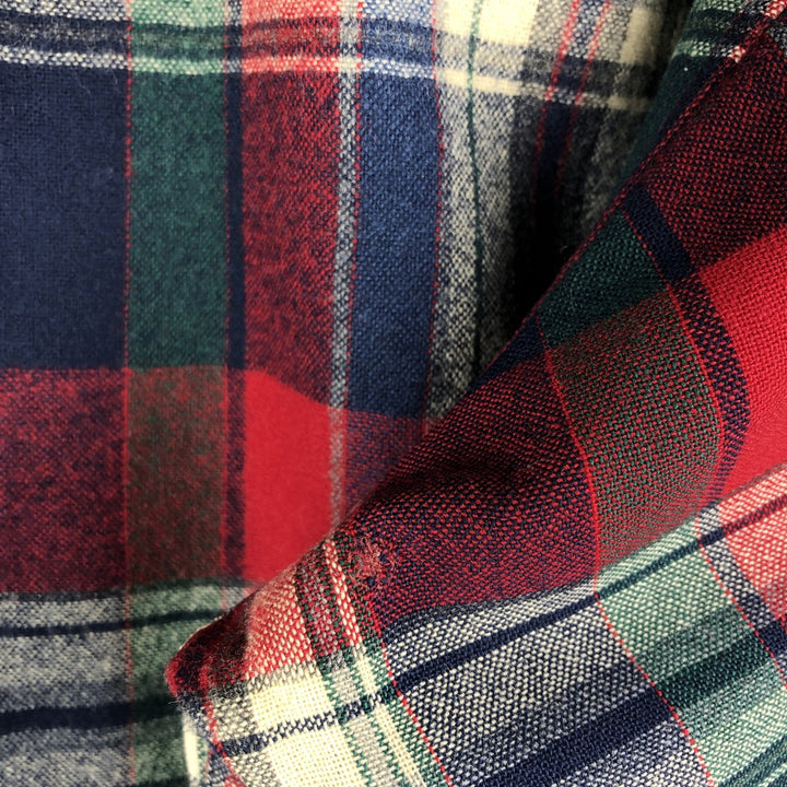 2000'S Pendleton Check Pattern Button-Down Wool Shirt, Made in USA, Men's Size Medium wool red type Vintage Second Hand