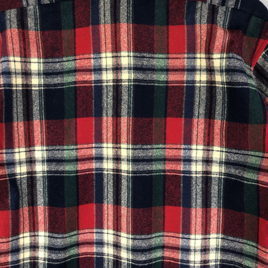 2000'S Pendleton Check Pattern Button-Down Wool Shirt, Made in USA, Men's Size Medium wool red type Vintage Second Hand