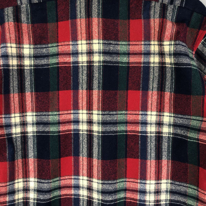 2000'S Pendleton Check Pattern Button-Down Wool Shirt, Made in USA, Men's Size Medium wool red type Vintage Second Hand