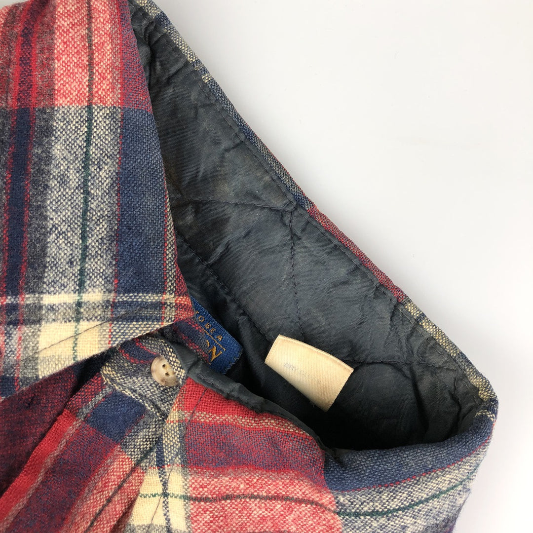 2000'S Pendleton Check Pattern Button-Down Wool Shirt, Made in USA, Men's Size Medium wool red type Vintage Second Hand