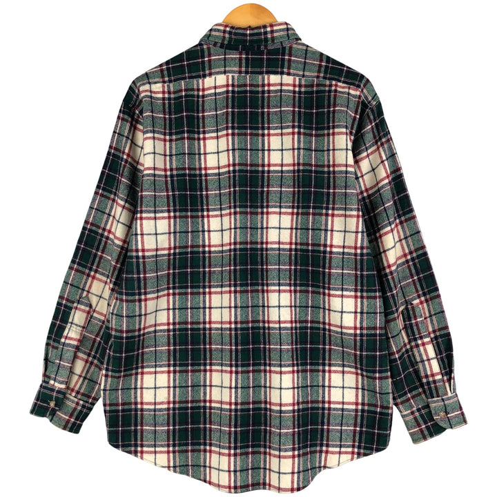 2000'S Pendleton Check Pattern Button-Down Wool Shirt, Made in USA, Men's Size L wool Green type dark green Vintage Second Hand