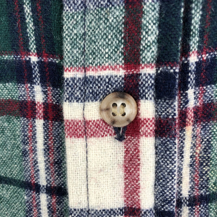 2000'S Pendleton Check Pattern Button-Down Wool Shirt, Made in USA, Men's Size L wool Green type dark green Vintage Second Hand
