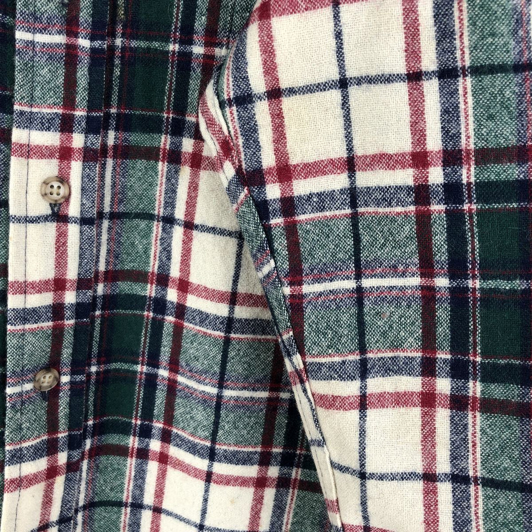 2000'S Pendleton Check Pattern Button-Down Wool Shirt, Made in USA, Men's Size L wool Green type dark green Vintage Second Hand