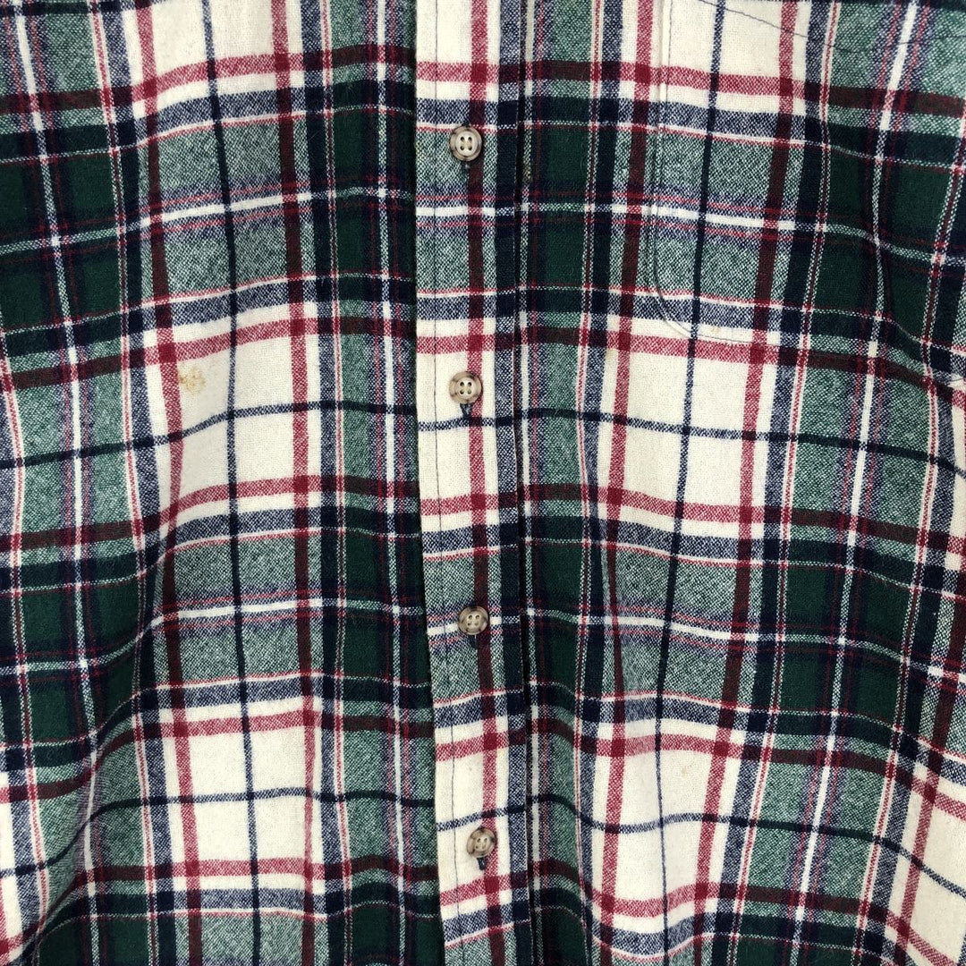 2000'S Pendleton Check Pattern Button-Down Wool Shirt, Made in USA, Men's Size L wool Green type dark green Vintage Second Hand