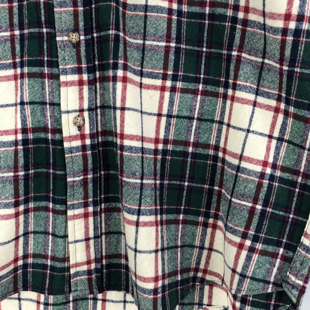 2000'S Pendleton Check Pattern Button-Down Wool Shirt, Made in USA, Men's Size L wool Green type dark green Vintage Second Hand