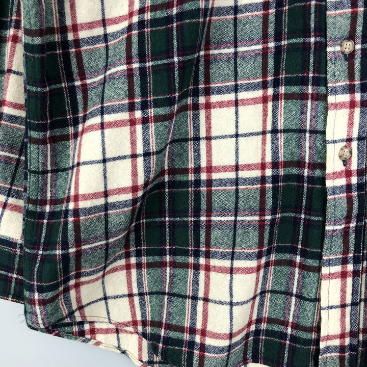 2000'S Pendleton Check Pattern Button-Down Wool Shirt, Made in USA, Men's Size L wool Green type dark green Vintage Second Hand