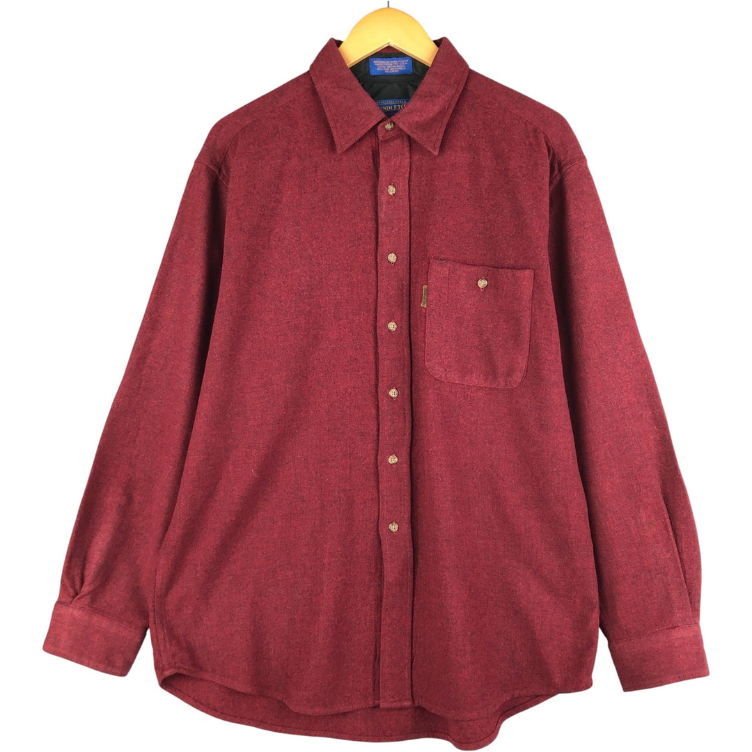Pendleton wool shirt, men's size L wool burgundy type Vintage Second Hand