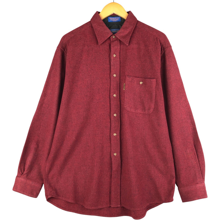 Pendleton wool shirt, men's size L wool burgundy type Vintage Second Hand