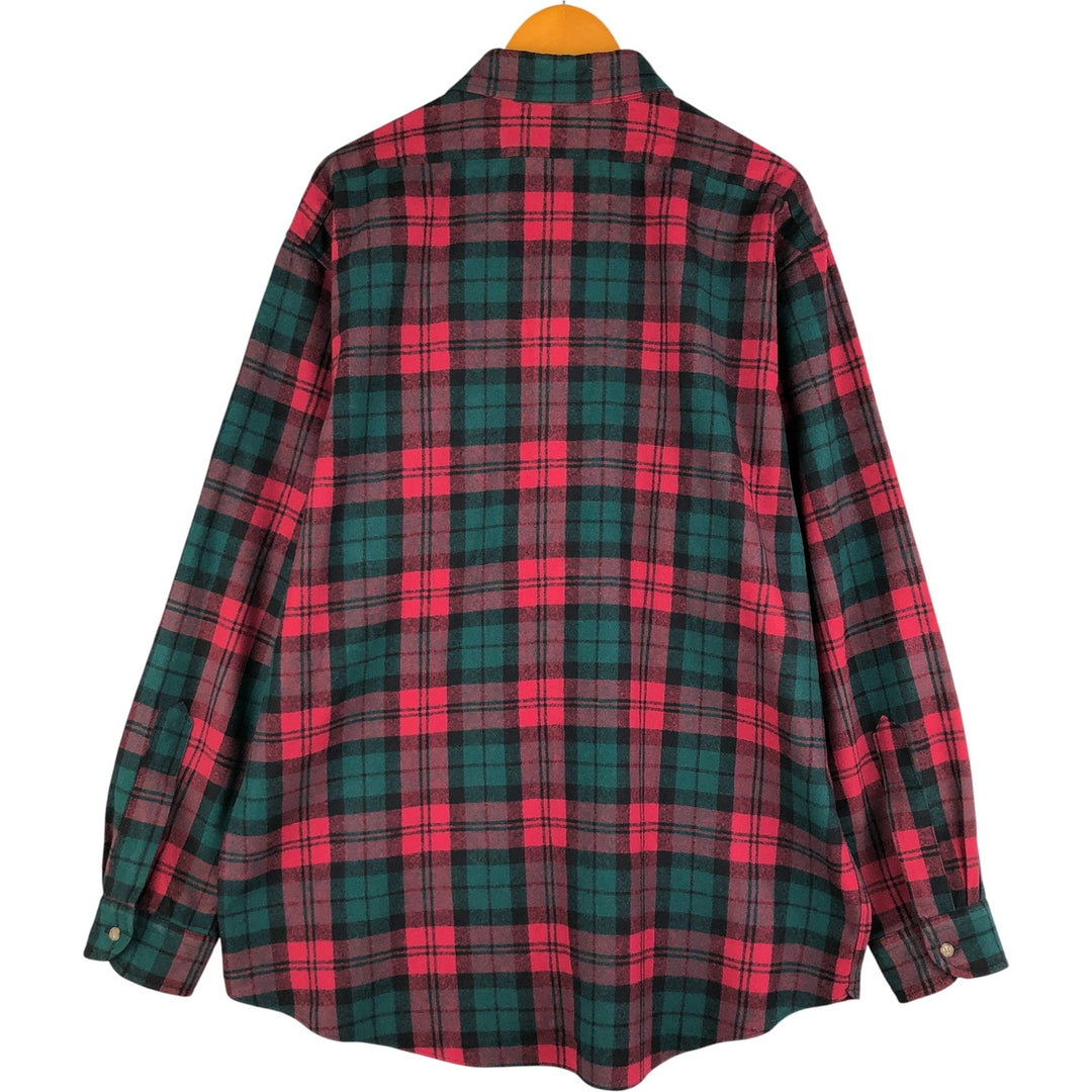 2000'S Pendleton Check Pattern Wool Shirt, Made in USA, Men's XL wool Green type dark green Vintage Second Hand