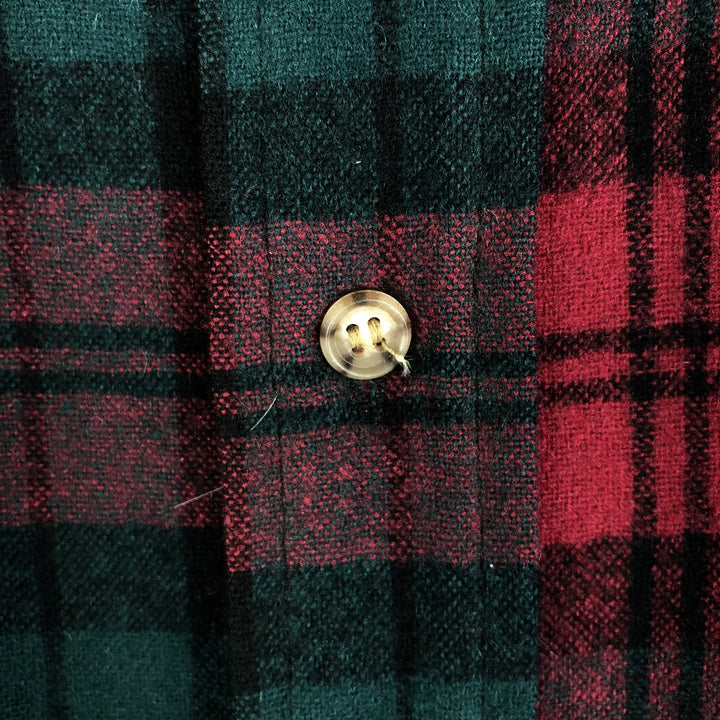 2000'S Pendleton Check Pattern Wool Shirt, Made in USA, Men's XL wool Green type dark green Vintage Second Hand