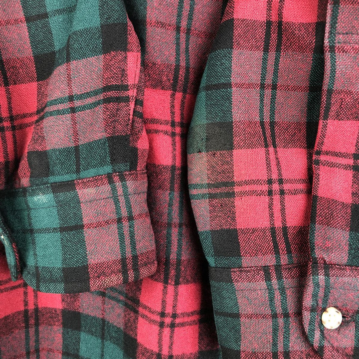 2000'S Pendleton Check Pattern Wool Shirt, Made in USA, Men's XL wool Green type dark green Vintage Second Hand