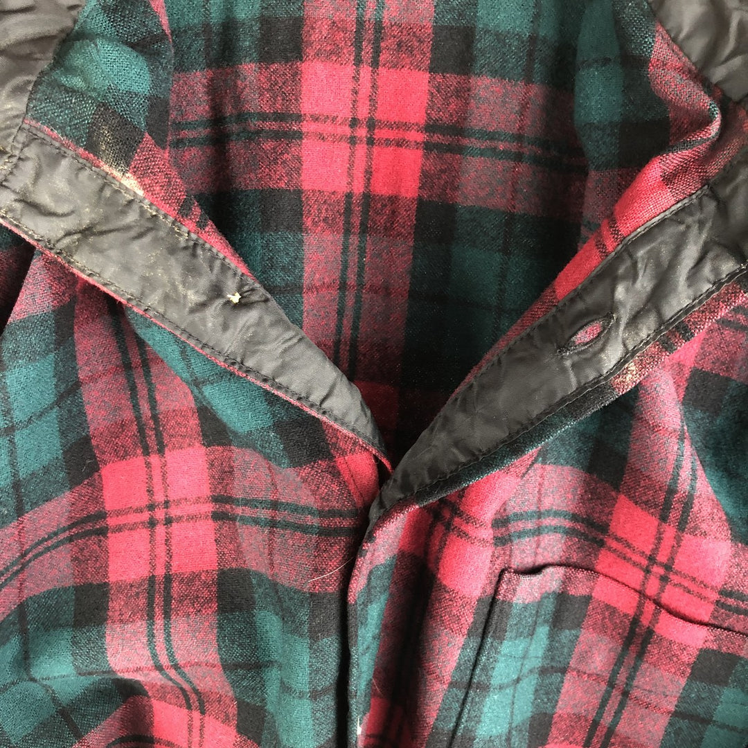 2000'S Pendleton Check Pattern Wool Shirt, Made in USA, Men's XL wool Green type dark green Vintage Second Hand