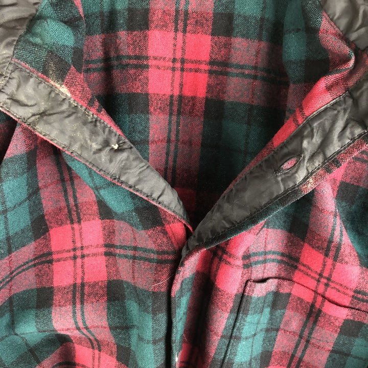 2000'S Pendleton Check Pattern Wool Shirt, Made in USA, Men's XL wool Green type dark green Vintage Second Hand
