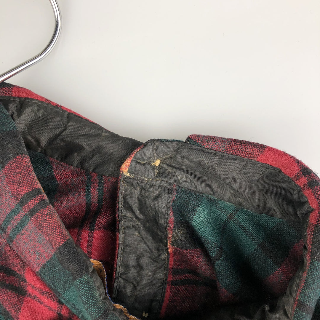 2000'S Pendleton Check Pattern Wool Shirt, Made in USA, Men's XL wool Green type dark green Vintage Second Hand