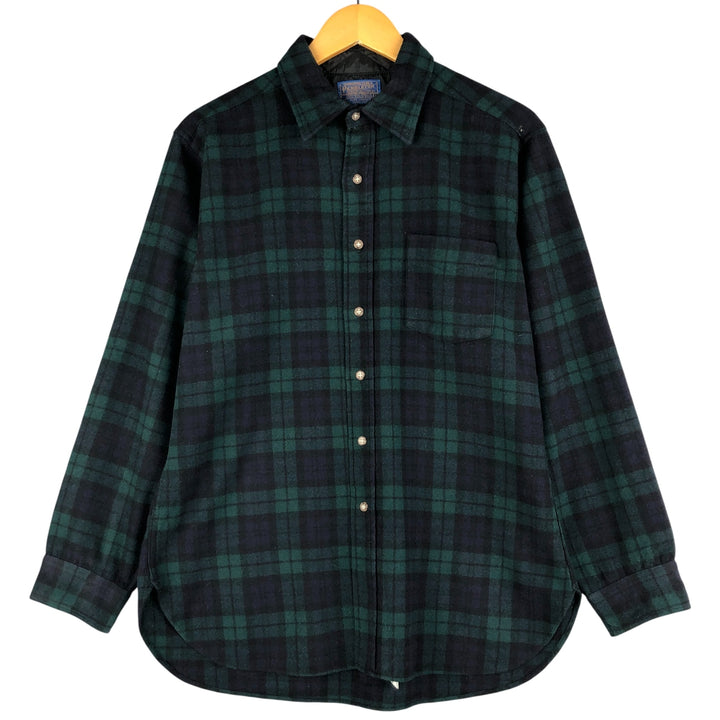 Vintage 1970'S Pendleton Blackwatch Check Wool Shirt, Made in USA, Men's Size L wool black type Vintage Second Hand