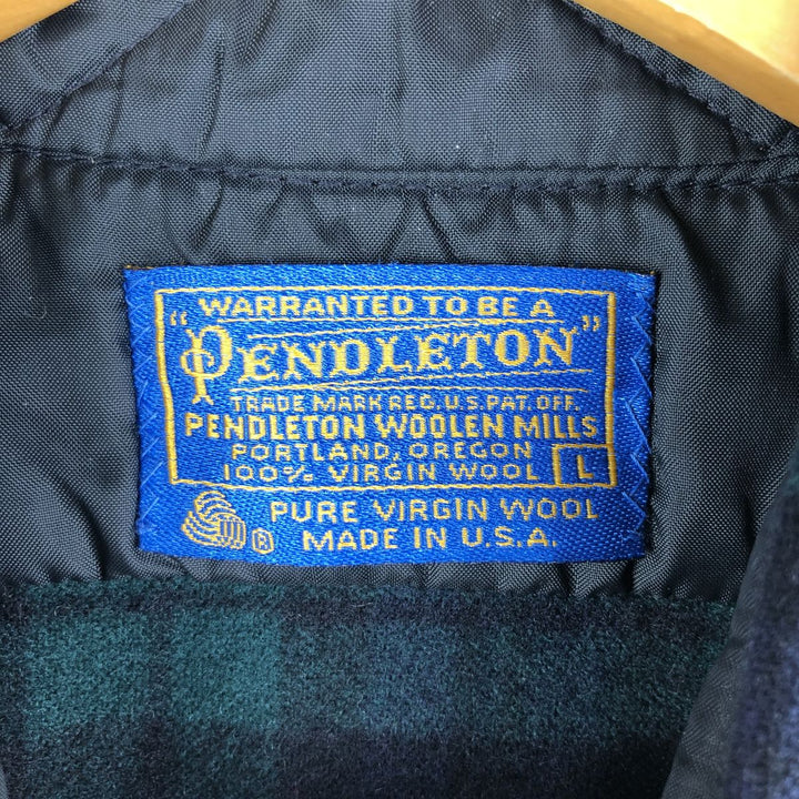 Vintage 1970'S Pendleton Blackwatch Check Wool Shirt, Made in USA, Men's Size L wool black type Vintage Second Hand