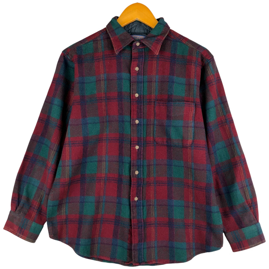 Vintage 70'S Pendleton Check Pattern Wool Shirt Made in USA Men's L wool red type Vintage Second Hand