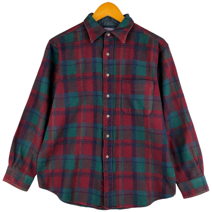 Vintage 70'S Pendleton Check Pattern Wool Shirt Made in USA Men's L wool red type Vintage Second Hand