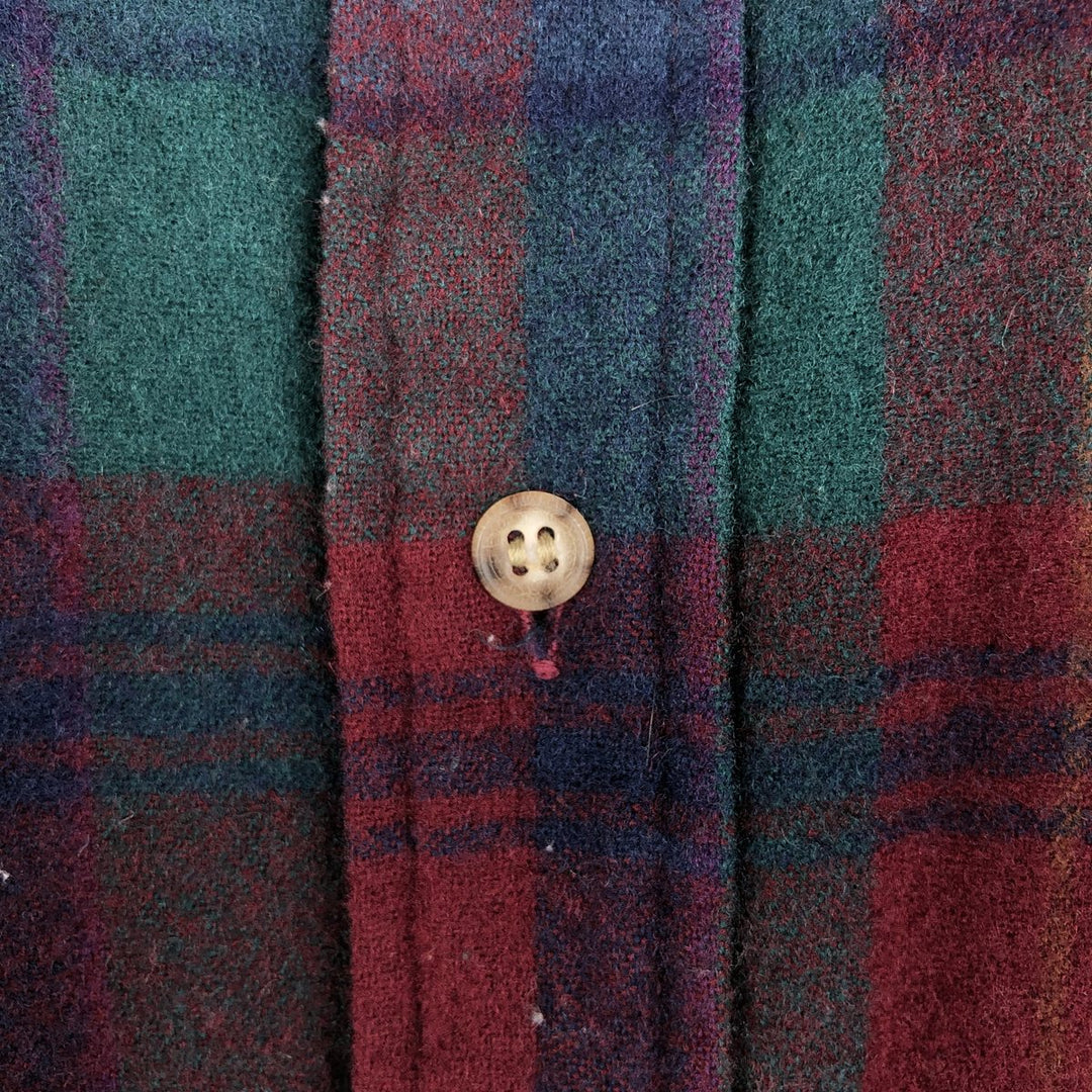Vintage 70'S Pendleton Check Pattern Wool Shirt Made in USA Men's L wool red type Vintage Second Hand
