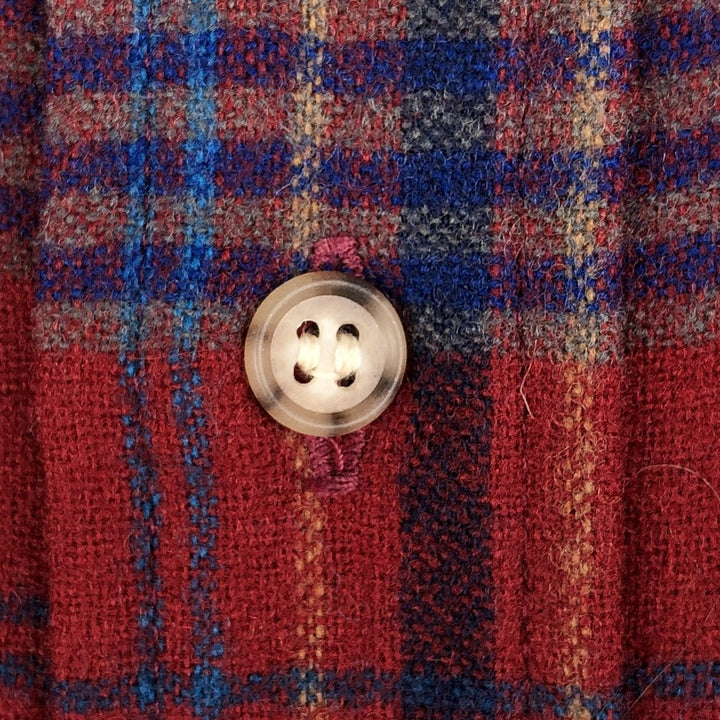 Vintage 70'S Pendleton Check Pattern Wool Shirt Made in USA Men's L wool blue type Vintage Second Hand