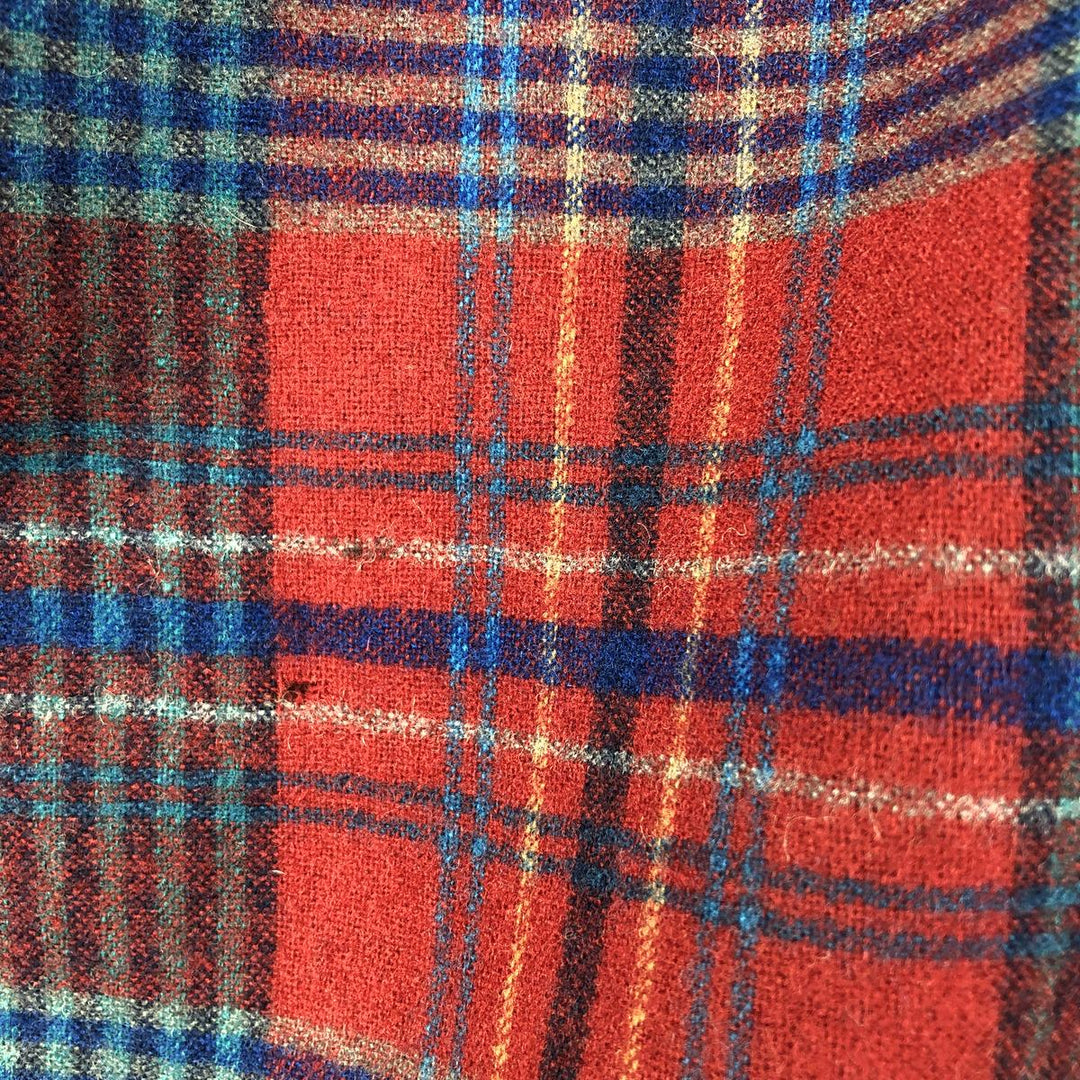 Vintage 70'S Pendleton Check Pattern Wool Shirt Made in USA Men's L wool blue type Vintage Second Hand