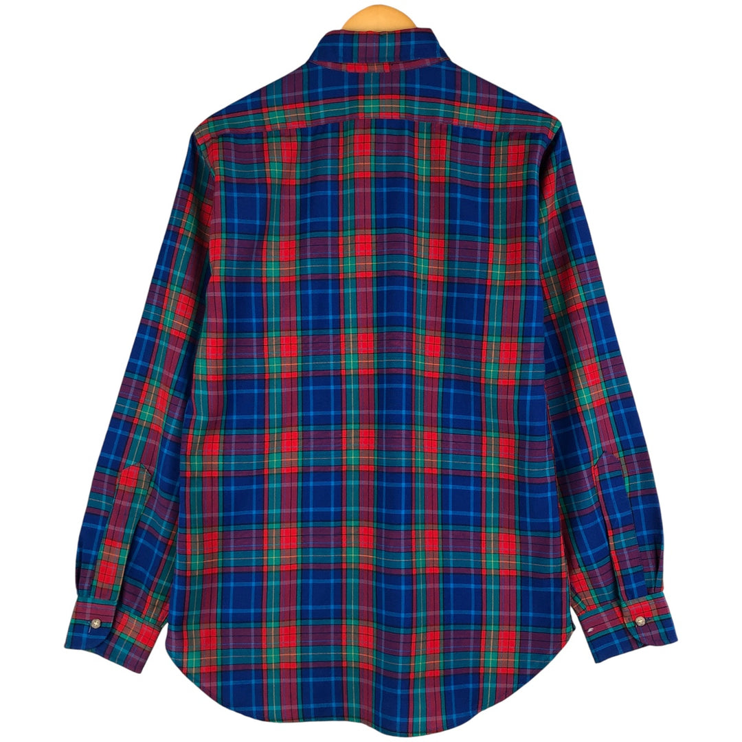 Vintage 1970'S Pendleton Check Pattern Button-Down Wool Shirt, Made in USA, Men's Size Medium wool green type Vintage Second Hand