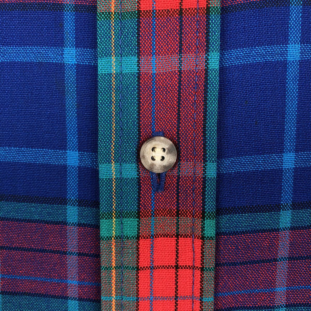 Vintage 1970'S Pendleton Check Pattern Button-Down Wool Shirt, Made in USA, Men's Size Medium wool green type Vintage Second Hand