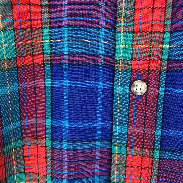 Vintage 1970'S Pendleton Check Pattern Button-Down Wool Shirt, Made in USA, Men's Size Medium wool green type Vintage Second Hand