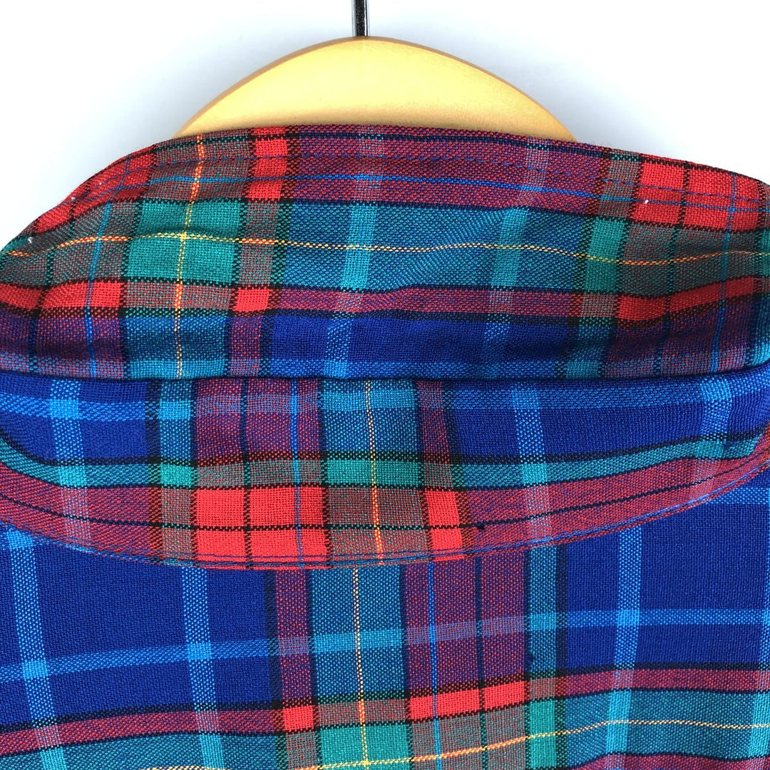 Vintage 1970'S Pendleton Check Pattern Button-Down Wool Shirt, Made in USA, Men's Size Medium wool green type Vintage Second Hand