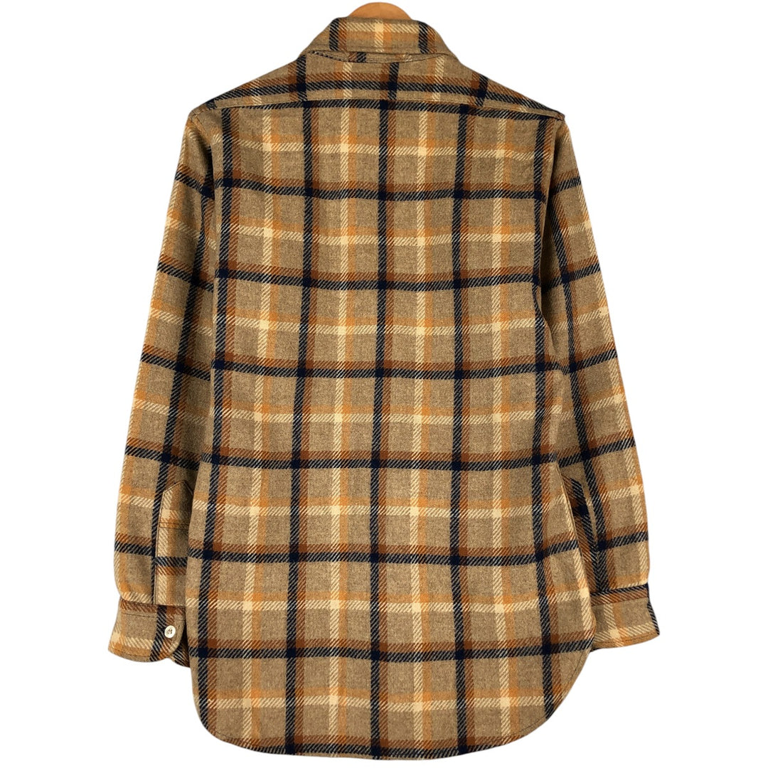 Vintage 1970'S Pendleton Check Pattern Wool Shirt, Made in USA, Men's Size Small wool Beige type Vintage Second Hand