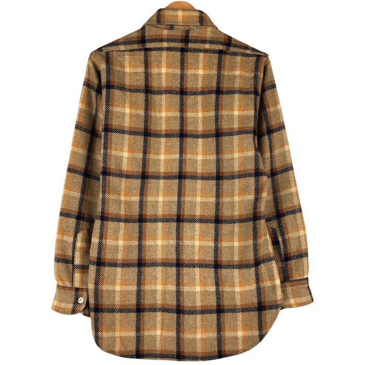 Vintage 1970'S Pendleton Check Pattern Wool Shirt, Made in USA, Men's Size Small wool Beige type Vintage Second Hand