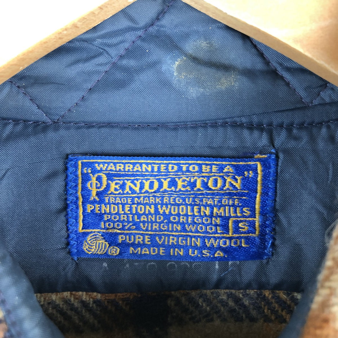 Vintage 1970'S Pendleton Check Pattern Wool Shirt, Made in USA, Men's Size Small wool Beige type Vintage Second Hand