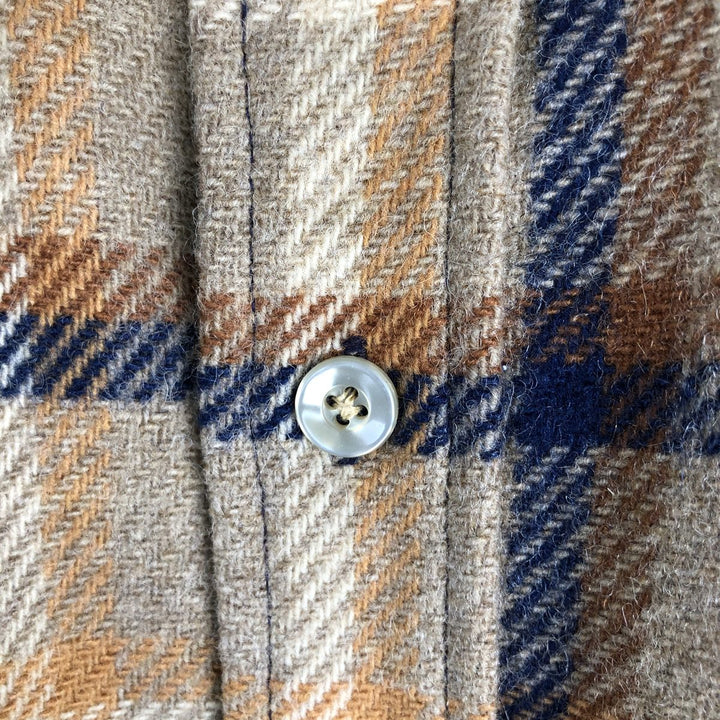 Vintage 1970'S Pendleton Check Pattern Wool Shirt, Made in USA, Men's Size Small wool Beige type Vintage Second Hand