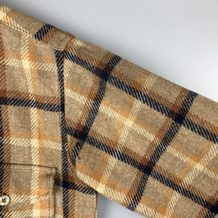 Vintage 1970'S Pendleton Check Pattern Wool Shirt, Made in USA, Men's Size Small wool Beige type Vintage Second Hand