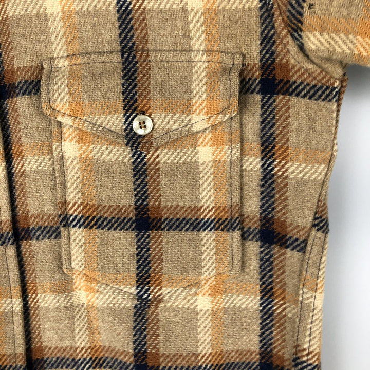 Vintage 1970'S Pendleton Check Pattern Wool Shirt, Made in USA, Men's Size Small wool Beige type Vintage Second Hand