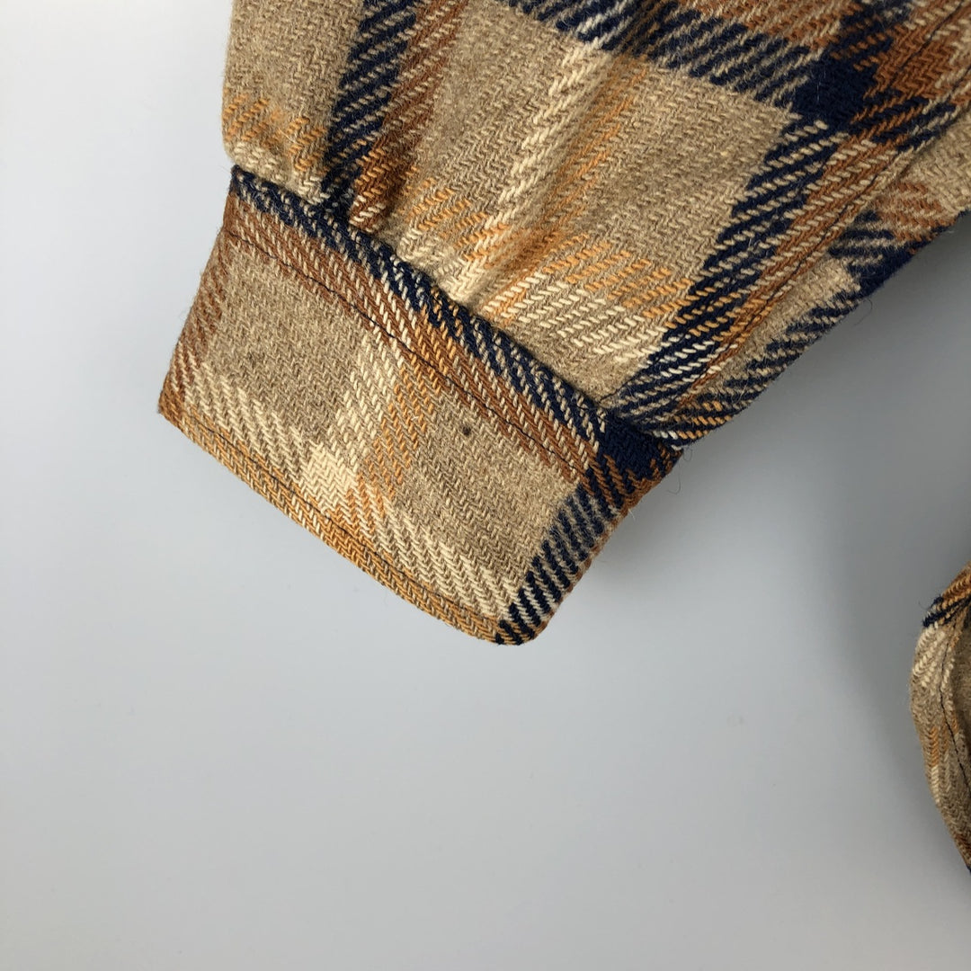 Vintage 1970'S Pendleton Check Pattern Wool Shirt, Made in USA, Men's Size Small wool Beige type Vintage Second Hand