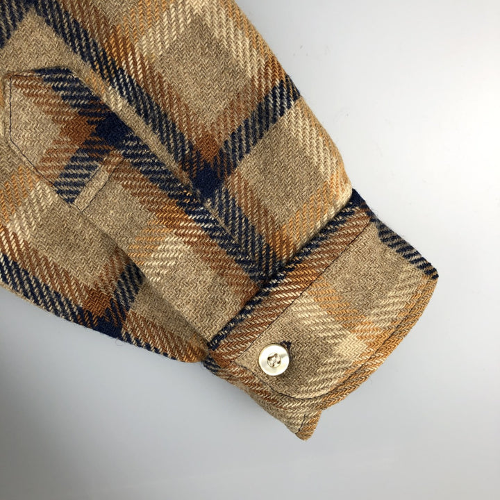 Vintage 1970'S Pendleton Check Pattern Wool Shirt, Made in USA, Men's Size Small wool Beige type Vintage Second Hand
