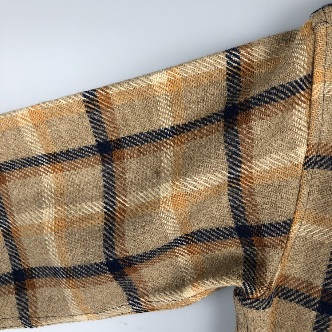 Vintage 1970'S Pendleton Check Pattern Wool Shirt, Made in USA, Men's Size Small wool Beige type Vintage Second Hand