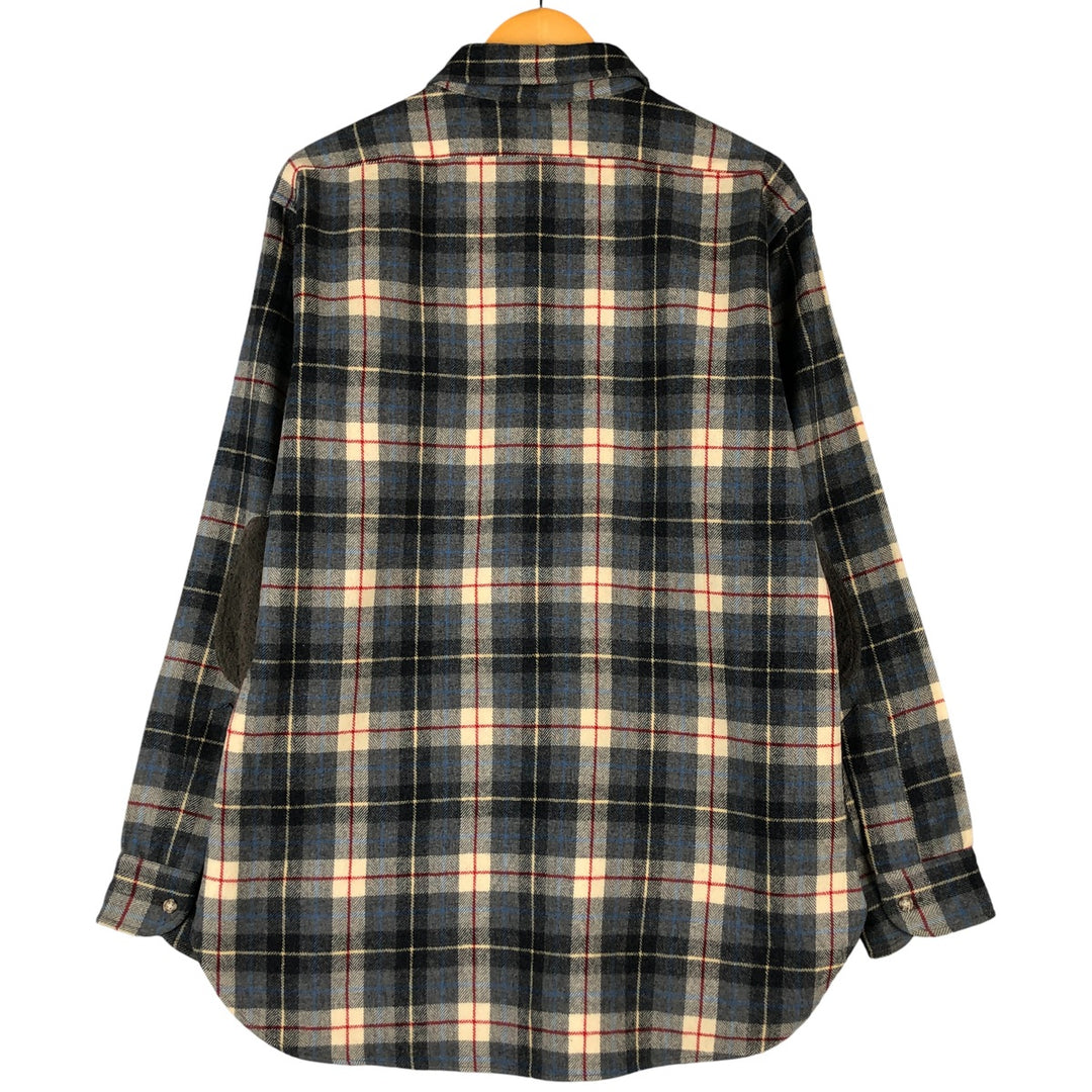 Vintage 70'S Pendleton Check Pattern Wool Shirt Made in USA Men's L wool gray type Vintage Second Hand