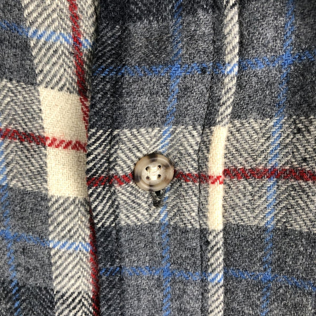 Vintage 70'S Pendleton Check Pattern Wool Shirt Made in USA Men's L wool gray type Vintage Second Hand