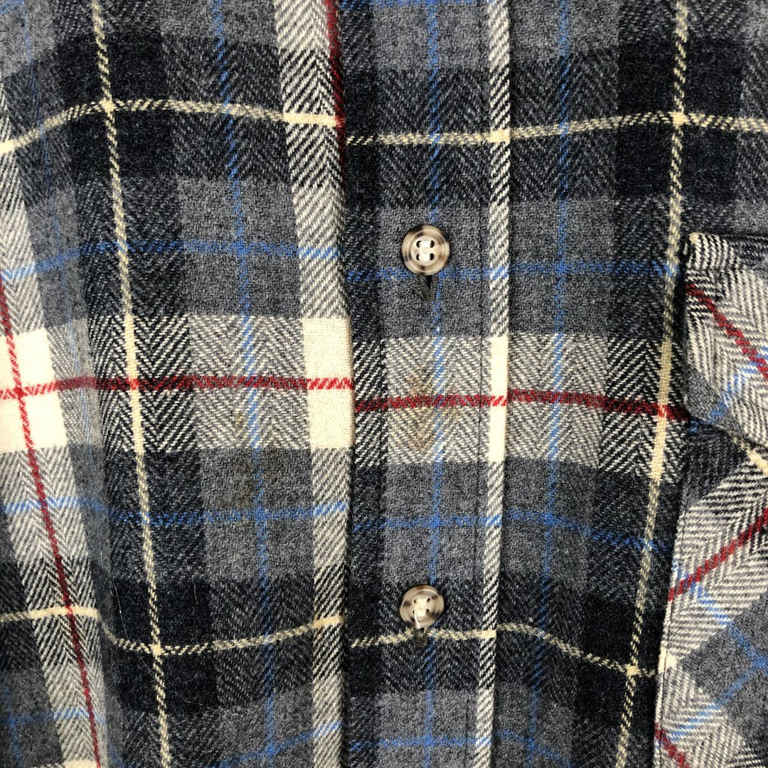 Vintage 70'S Pendleton Check Pattern Wool Shirt Made in USA Men's L wool gray type Vintage Second Hand