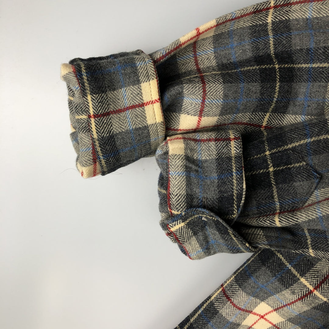 Vintage 70'S Pendleton Check Pattern Wool Shirt Made in USA Men's L wool gray type Vintage Second Hand