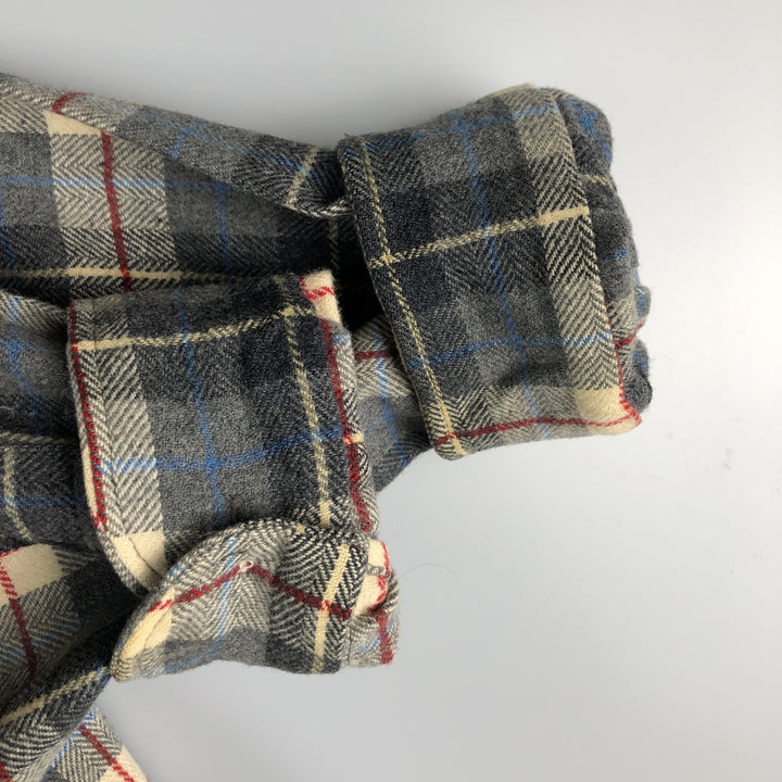 Vintage 70'S Pendleton Check Pattern Wool Shirt Made in USA Men's L wool gray type Vintage Second Hand