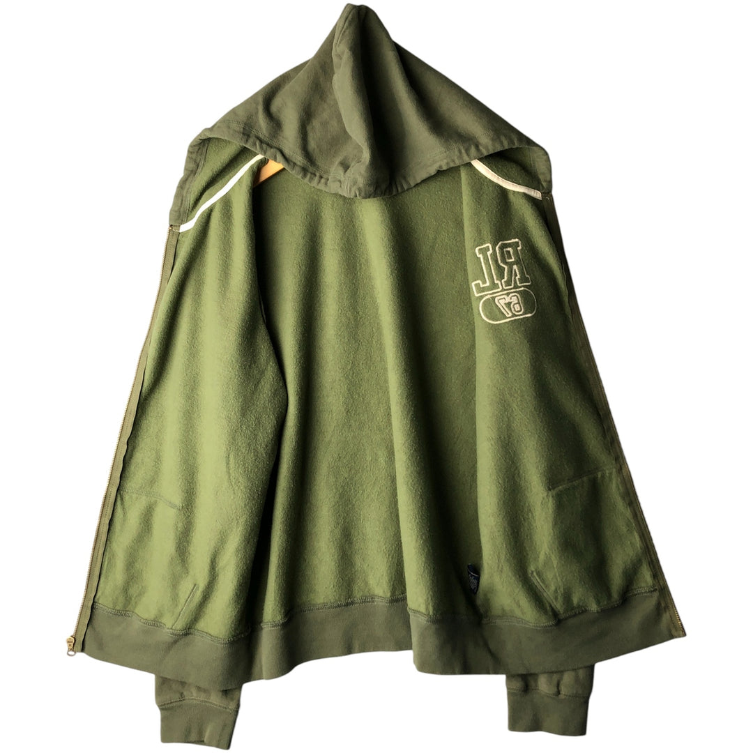 Ralph Lauren Polo Jeans Company full-zip sweatshirt hoodie, men's size XL cotton green type yellow green Vintage Second Hand