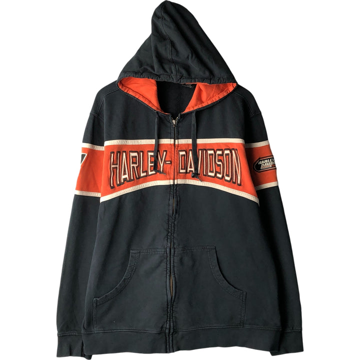 Harley-Davidson Men's Full-Zip Hoodie (XL) cotton black type Vintage Second Hand